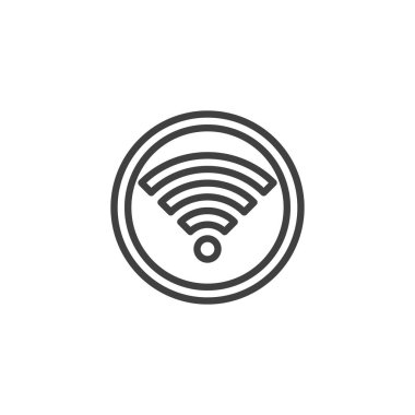 Wifi sinyal hattı simgesi. Mobil konsept ve web tasarımı için doğrusal biçim işareti. Kablosuz ağ servis ana hatları vektör simgesi. Sembol, logo çizimi. Vektör grafikleri