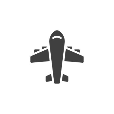 Uçak vektör simgesi. Mobil konsept ve web tasarımı için düz tabela. Havayolu uçak sembolü. Sembol, logo çizimi. Vektör grafikleri