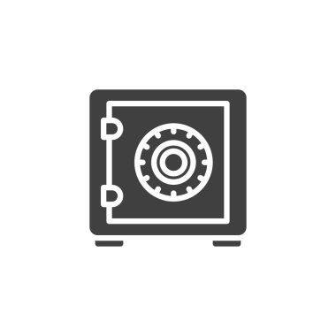 Para güvenli vektör simgesi. Mobil konsept ve web tasarımı için düz tabela. Güvenli kutu sembol simgesi. Sembol, logo çizimi. Vektör grafikleri