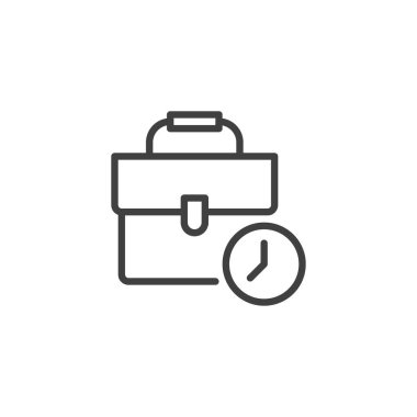 Working hours line icon. linear style sign for mobile concept and web design. Suitcase and clock outline vector icon. Symbol, logo illustration. Vector graphics