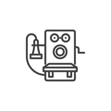 Wall mounted vintage telephone line icon. linear style sign for mobile concept and web design. Antique Telephone outline vector icon. Symbol, logo illustration. Vector graphics