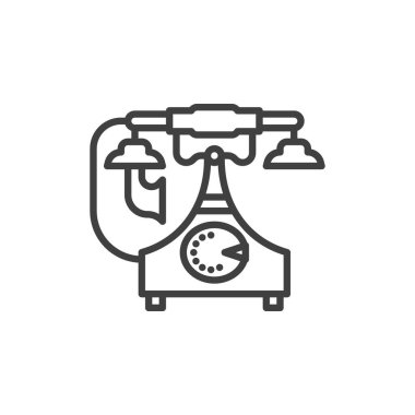 Vintage telephone line icon. linear style sign for mobile concept and web design. Old handset telephone outline vector icon. Symbol, logo illustration. Vector graphics