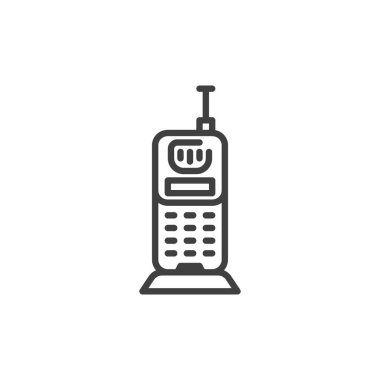 Retro cell phone line icon. linear style sign for mobile concept and web design. Old mobile phone outline vector icon. Symbol, logo illustration. Vector graphics