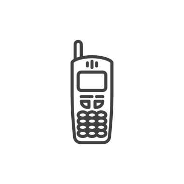 Old cellphone line icon. linear style sign for mobile concept and web design. Retro mobile phone outline vector icon. Symbol, logo illustration. Vector graphics