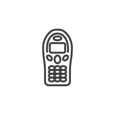 Retro cellphone line icon. linear style sign for mobile concept and web design. Old mobile phone outline vector icon. Symbol, logo illustration. Vector graphics