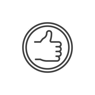 Thumb up gesture line icon. linear style sign for mobile concept and web design. Thumb up in a circle outline vector icon. Symbol, logo illustration. Vector graphics