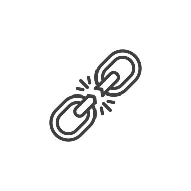 Product defect line icon. linear style sign for mobile concept and web design. Broken chain outline vector icon. Symbol, logo illustration. Vector graphics