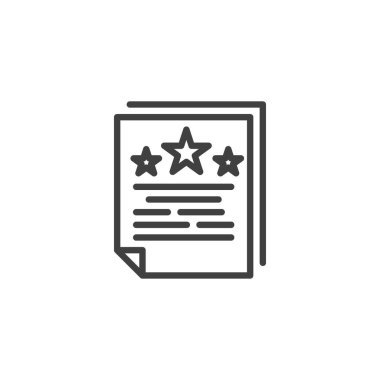Evaluation form line icon. Document with star linear style sign for mobile concept and web design. Best quality certificate outline vector icon. Symbol, logo illustration. Vector graphics
