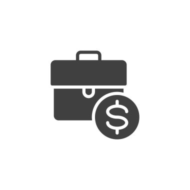 Financial portfolio vector icon. filled flat sign for mobile concept and web design. Briefcase and money glyph icon. Symbol, logo illustration. Vector graphics