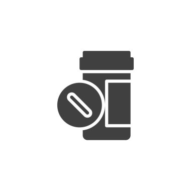 Pill bottle vector icon. filled flat sign for mobile concept and web design. Medication bottle glyph icon. Symbol, logo illustration. Vector graphics