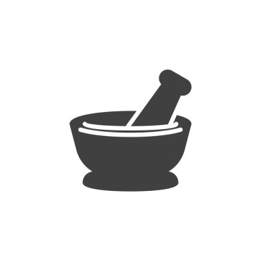Mortar and pestle vector icon. filled flat sign for mobile concept and web design. Medicine grinding bowl glyph icon. Symbol, logo illustration. Vector graphics