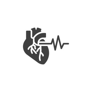 Heart with pulse vector icon. filled flat sign for mobile concept and web design. Heart cardiogram glyph icon. Symbol, logo illustration. Vector graphics