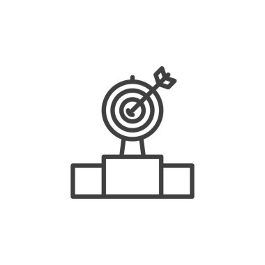 Aim target line icon. linear style sign for mobile concept and web design. Target with arrow outline vector icon. Goal achievement symbol, logo illustration. Vector graphics