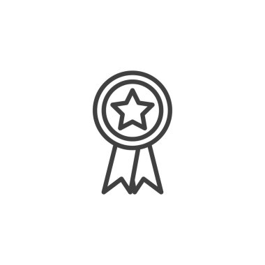 Reward medal line icon. linear style sign for mobile concept and web design. Star badge outline vector icon. Symbol, logo illustration. Vector graphics