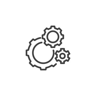 Settings, gear line icon. linear style sign for mobile concept and web design. Cogwheel mechanism outline vector icon. Symbol, logo illustration. Vector graphics