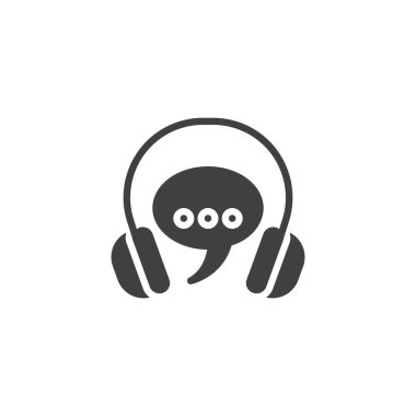 Online support vector icon. filled flat sign for mobile concept and web design. Headphones and speech bubble glyph icon. Symbol, logo illustration. Vector graphics