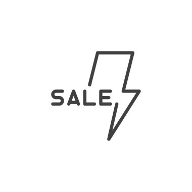 Flaş satış çizgisi simgesi. Mobil konsept ve web tasarımı için doğrusal biçim işareti. Flashlight satış tanıtımı ana hatları vektör simgesi. Sembol, logo çizimi. Vektör grafikleri