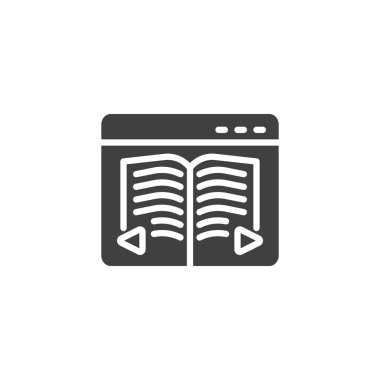 Ebook library vector icon. filled flat sign for mobile concept and web design. Online book reading glyph icon. Symbol, logo illustration. Vector graphics