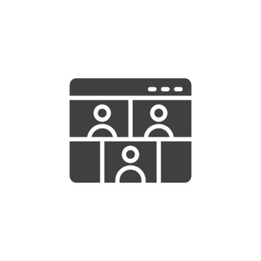 Video conference vector icon. filled flat sign for mobile concept and web design. Online group meeting glyph icon. Symbol, logo illustration. Vector graphics