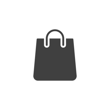 Alışveriş poşeti vektör simgesi. Mobil konsept ve web tasarımı için düz tabela. Kese kağıdı sembolü. Sembol, logo çizimi. Vektör grafikleri