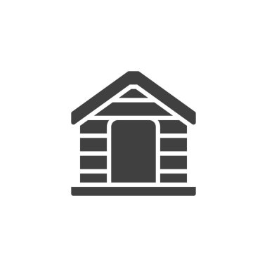 Köpek evi vektör simgesi. Mobil konsept ve web tasarımı için düz tabela. Köpek kulübesi sembolü. Sembol, logo çizimi. Vektör grafikleri