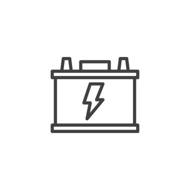 Car battery line icon. linear style sign for mobile concept and web design. Automobile battery outline vector icon. Symbol, logo illustration. Vector graphics