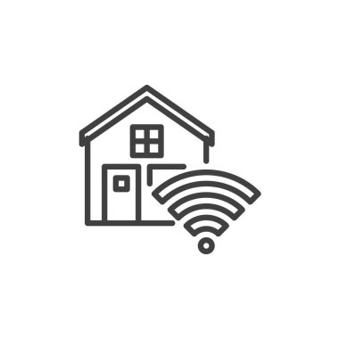 Smart home line icon. linear style sign for mobile concept and web design. Home and wifi signal outline vector icon. Symbol, logo illustration. Vector graphics