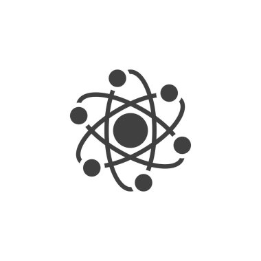 Atom structure vector icon. filled flat sign for mobile concept and web design. Atom molecule glyph icon. Nuclear energy symbol, logo illustration. Vector graphics