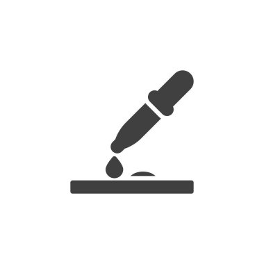 Laboratory test vector icon. filled flat sign for mobile concept and web design. Petri dish with pipette glyph icon. Symbol, logo illustration. Vector graphics