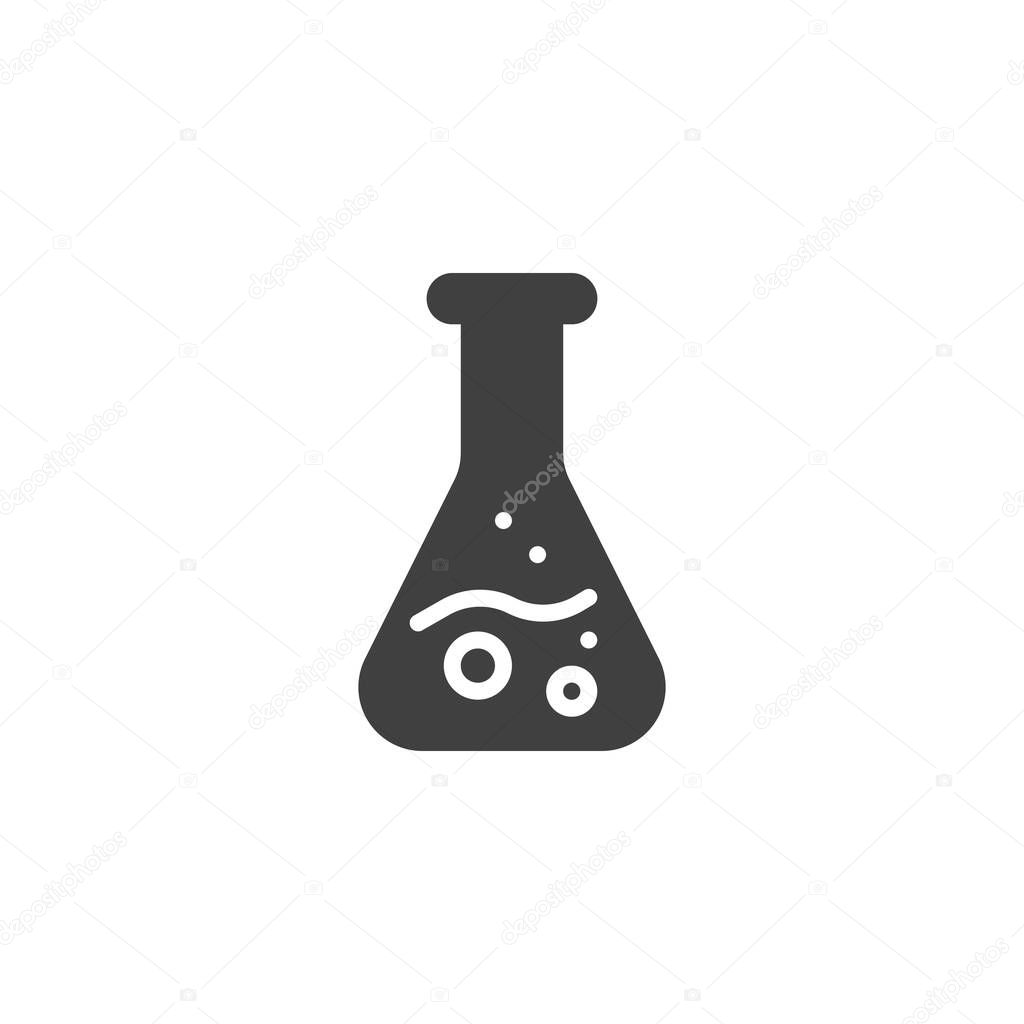 Chemical flask vector icon. filled flat sign for mobile concept and web design. Laboratory test tube glyph icon. Symbol, logo illustration. Vector graphics