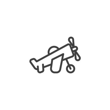 Toy airplane line icon. linear style sign for mobile concept and web design. Retro plane outline vector icon. Symbol, logo illustration. Vector graphics