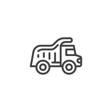 Dump truck toy line icon. linear style sign for mobile concept and web design. dump truck outline vector icon. Symbol, logo illustration. Vector graphics