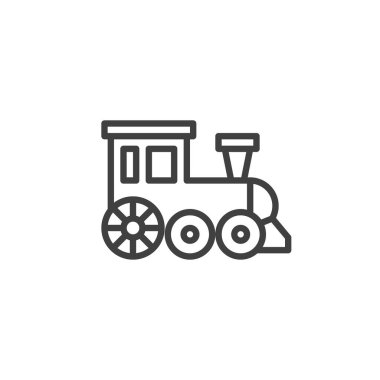 Train toy line icon. linear style sign for mobile concept and web design. Locomotive train outline vector icon. Symbol, logo illustration. Vector graphics