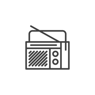 Retro radio line icon. linear style sign for mobile concept and web design. Old radio with antenna outline vector icon. Symbol, logo illustration. Vector graphics