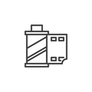 Filmstrip reel line icon. linear style sign for mobile concept and web design. Camera Film Roll outline vector icon. Symbol, logo illustration. Vector graphics
