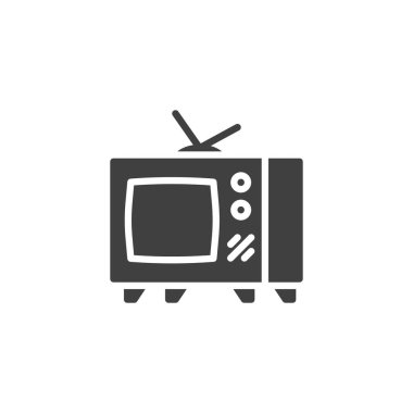 Retro tv vektör simgesi. Mobil konsept ve web tasarımı için düz tabela. Eski televizyon sembol simgesi. Sembol, logo çizimi. Vektör grafikleri
