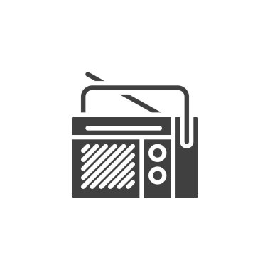 Retro radio vector icon. filled flat sign for mobile concept and web design. Old radio with antenna glyph icon. Symbol, logo illustration. Vector graphics