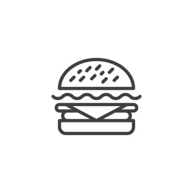 Burger line icon. Cheeseburger linear style sign for mobile concept and web design. Hamburger outline vector icon. Symbol, logo illustration. Vector graphics