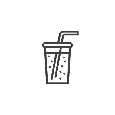 Soft drink line icon. linear style sign for mobile concept and web design. Cocktail glass with straw outline vector icon. Symbol, logo illustration. Vector graphics