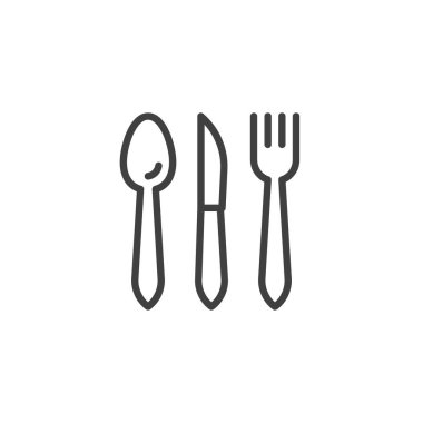 Fork knife and spoon line icon. linear style sign for mobile concept and web design. Tableware Outline vector icon. Restaurant symbol, logo illustration. Vector graphics