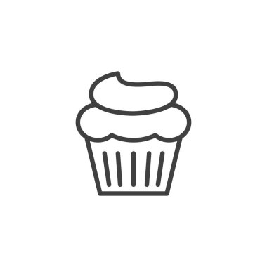 Muffin cake line icon. linear style sign for mobile concept and web design. Cupcake muffin outline vector icon. Symbol, logo illustration. Vector graphics