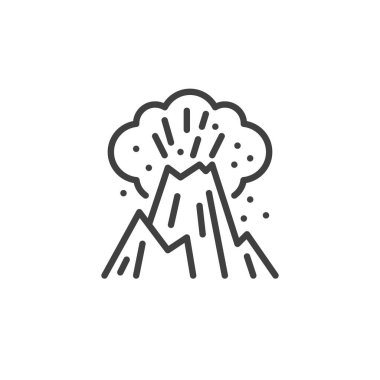 Volcano eruption line icon. linear style sign for mobile concept and web design. Volcanic explosion outline vector icon. Symbol, logo illustration. Vector graphics