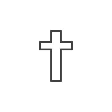 Crucifixion line icon. linear style sign for mobile concept and web design. Holy cross outline vector icon. Religion symbol, logo illustration. Vector graphics