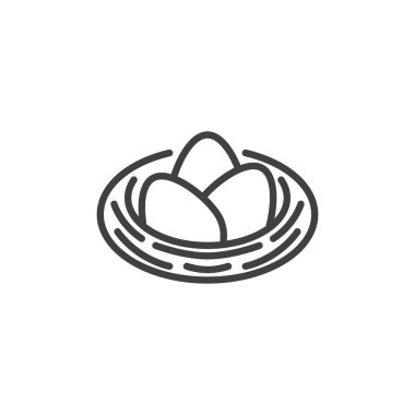 Nest with eggs line icon. linear style sign for mobile concept and web design. Easter eggs nest outline vector icon. Symbol, logo illustration. Vector graphics