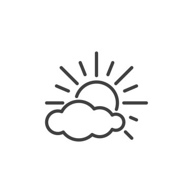 Cloud and sun line icon. linear style sign for mobile concept and web design. Partly cloudy weather outline vector icon. Symbol, logo illustration. Vector graphics