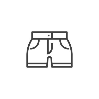 Shorts with pockets line icon. Swimming trunks linear style sign for mobile concept and web design. Swim shorts outline vector icon. Symbol, logo illustration. Vector graphics