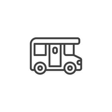 Camping trailer line icon. linear style sign for mobile concept and web design. Camper caravan outline vector icon. Symbol, logo illustration. Vector graphics