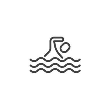 Swimming man line icon. linear style sign for mobile concept and web design. Swimmer and waves outline vector icon. Symbol, logo illustration. Vector graphics