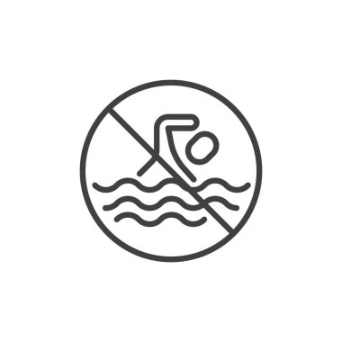 No swimming sign line icon. linear style sign for mobile concept and web design. No swim outline vector icon. Symbol, logo illustration. Vector graphics