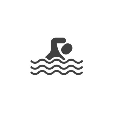 Swimming man vector icon. filled flat sign for mobile concept and web design. Swimmer and waves glyph icon. Symbol, logo illustration. Vector graphics